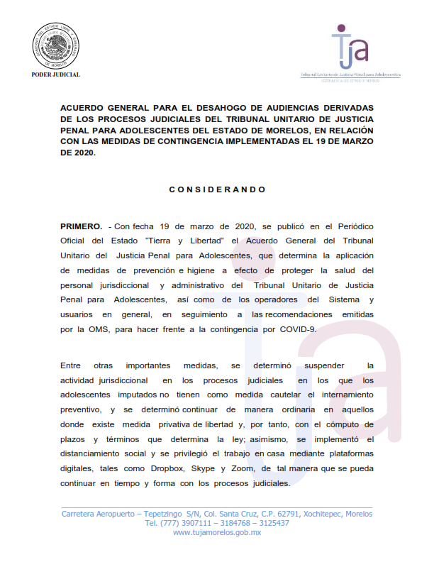 Audiencias – Medidas por Contingencia