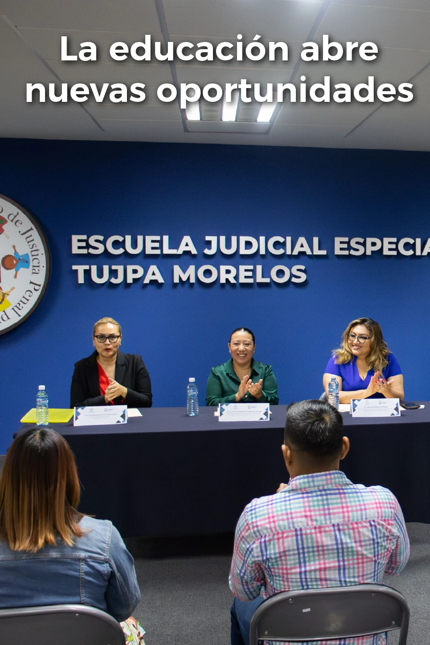 En el Tribunal Unitario de Justicia Penal para Adolescentes de Morelos se llevó a cabo la ceremonia de graduación de estudiantes del Centro Educativo Cuauhtlán, generación 2024–2026.